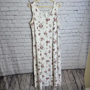 VTG Ruth Clarage Gingham Floral Cottage Core Dress Garden Shabby Chic 1970s Sz M